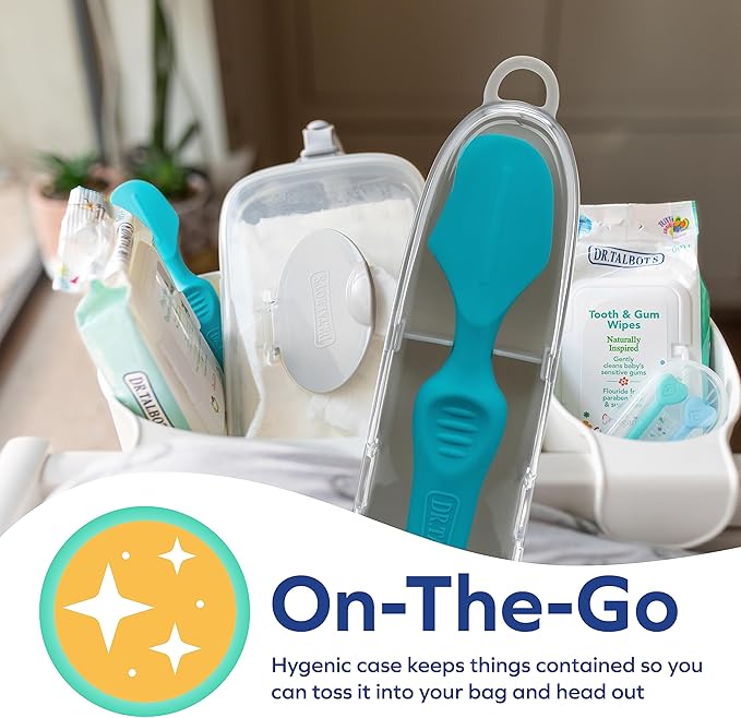 Dr. Talbot's Diaper Cream Brush for Babies - Diaper Rash Cream Applicator with Suction Base and Hygienic Case - Mini Size - Aqua Blue