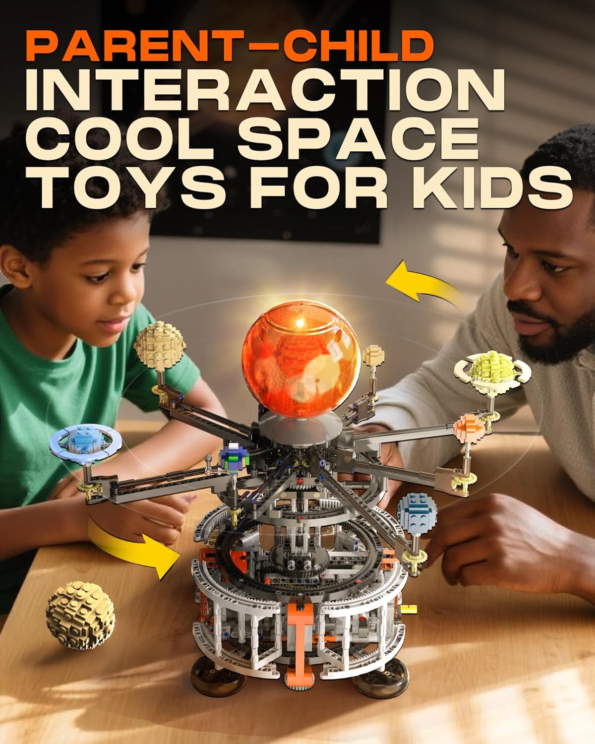 Solar System Building Set for Kids, STEM Toys with Rotatable Handle and Mechanical Gears, Space Toys for Home/School Science Learning, Birthday Gifts for Boys Girls Ages 6-12(1282pcs)