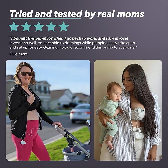 Elvie Stride Hospital-Grade, App-Controlled Breast Pump - Hands-Free, Wearable, Ultra-Quiet & Electric with 2-Modes, 10-Settings & 5oz Capacity per Cup
