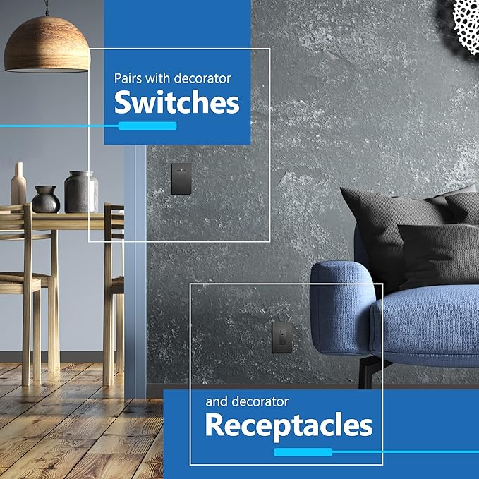 LIDER Brushed Finish Decorator Switch Cover, Screwless Wall Plate, Mid-Size 1-Gang 4.88" x 3.11", Unbreakable Polycarbonate Thermoplastic, UL Listed, LSWP-31M-BSG, Brushed Space Gray