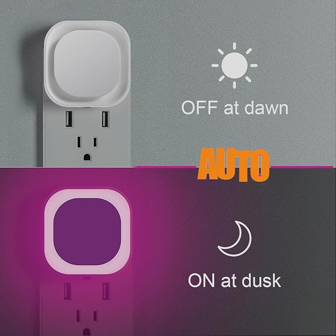 2 Pack Plug in Pink Night Light for Girls, Dimmable Nursery Light with Dusk to Dawn Sensor, Gentle Eye-Caring Glow for Midnight Feedings, Kids Room, Princess-Themed Bedroom, Bathroom, Hallway