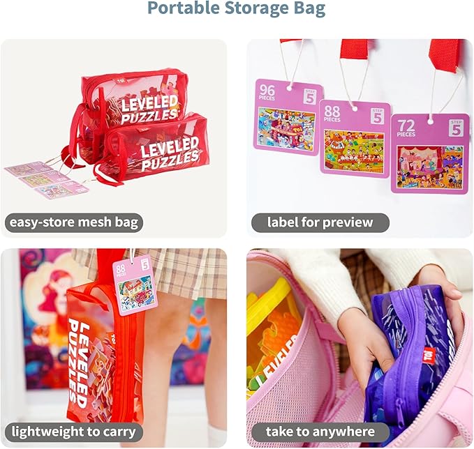 TOI Leveled Puzzles for Kids Aged 4 and Up, Toddler Puzzle Preschool Learning Jigsaw Puzzles, Large Pieces Educational Game for Boys Girls, Cognitive Story Step 5