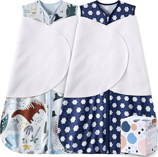 Newborn Sleep Sack Baby Swaddle,3-Way Adjustable Wearable Blanket,100% Rayon Cotton Swaddling Sleeping Bag. (Dinosaur&Hexagon, 6-12 Months)