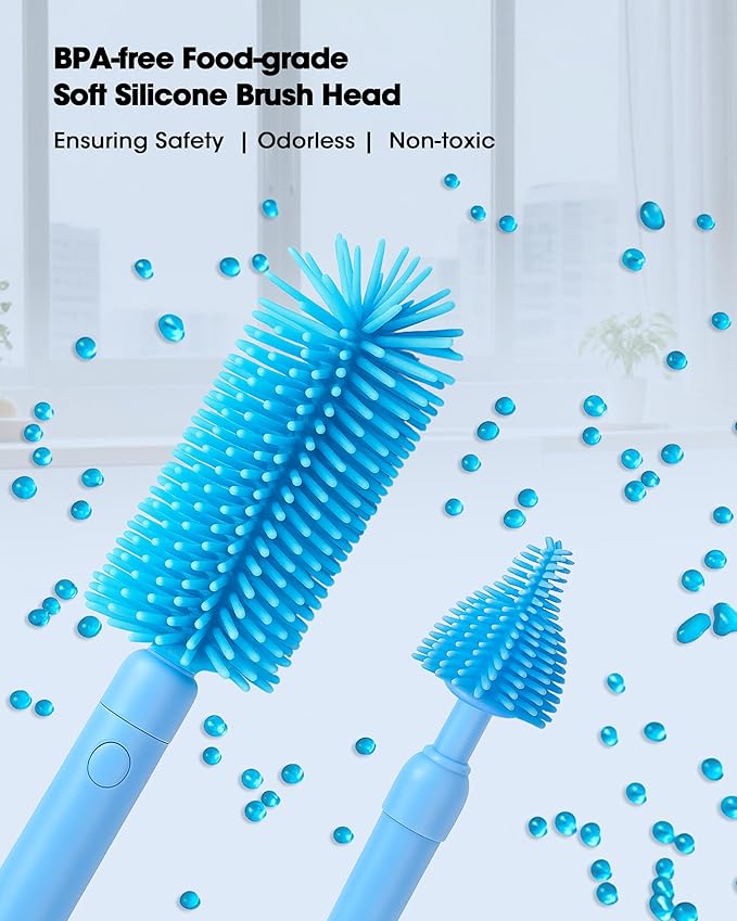 Travel Baby Bottle Cleaning Kit, Including Pacifier Cleaner and Straw Brush, Detachable Head for Easy Cleaning, Baby Travel Essential