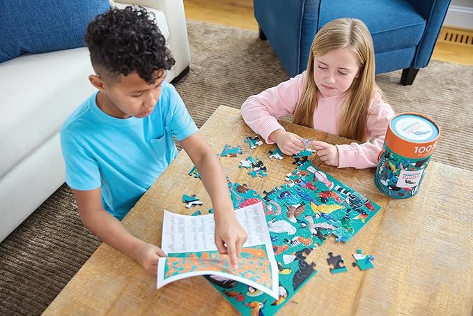 Crocodile Creek 100-Piece Jigsaw Floor Puzzle, Large 17" x 12" Completed Size, Designed for Kids Ages 5 Years and up, Glow in The Dark Ghost Friends