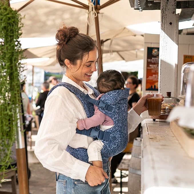 Infantino Flip Advanced 4-in-1 Baby Carrier - Ergonomic, Convertible, Face-in and Face-Out Front and Back Baby Carrier for Newborn to Toddler 8-32 lbs, Floral Navy