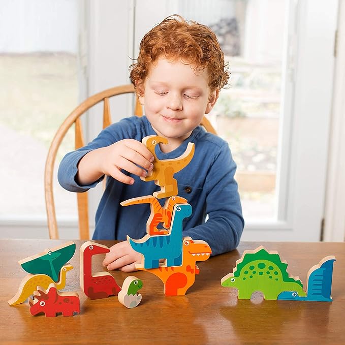 Dinosaur Puzzles for Kids Ages 3-5 – 3D Wooden Jigsaw Puzzle for Toddlers & Kids, 9”x 9” Tray, Bright Colorful Shape Sorting, Promotes Creativity & Learning, Non-Toxic Gift Toy