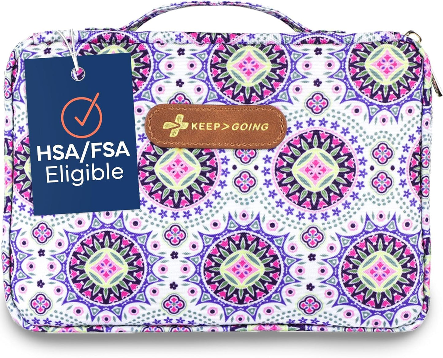 KeepGoing Large Home First Aid Kit for Kids – 270 Pc. for Car, Home, Dorm, & Boat with Latex-Free Bandages – 10 x 7 x 3.5 in. Travel First Aid Kit (Boho)