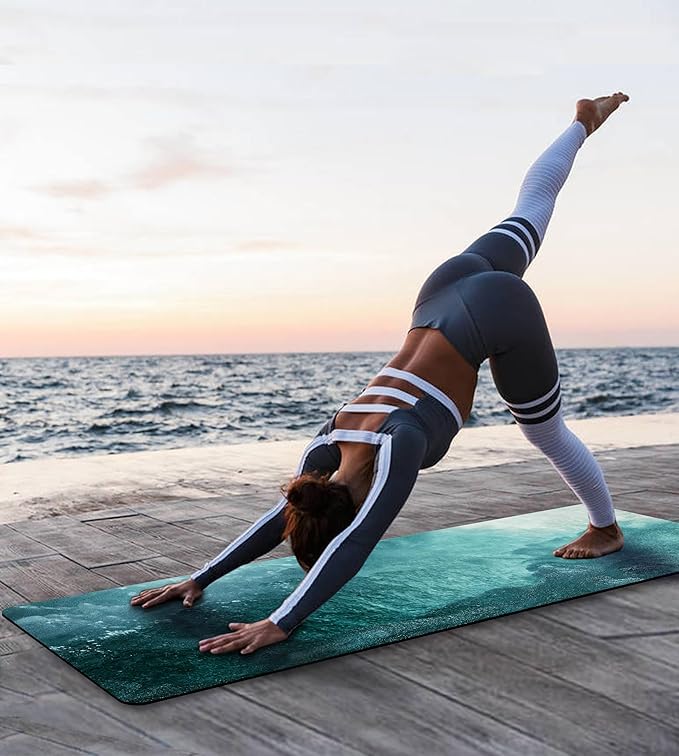 Non Slip Yoga Mat TPE Workout Mat for Men Women, Thick Workout Mat with Carrying Strap, Fitness Mats for Exercise, Yoga, Fitness, Pilates, Floor Workouts (72" x 24" x 6mm)