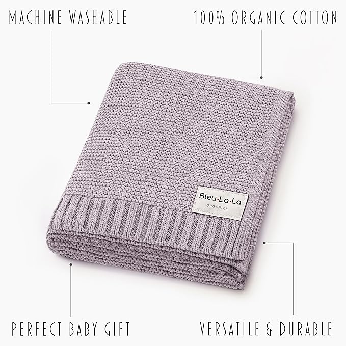 Heritage Knit Organic Swaddle Blanket for Girls - 100% Soft Luxury Cotton Knit Receving Swaddler - Warm Cozy Swaddling Blanket for Newborns Infants & Toddler (0-2Yrs - Dreamy Lilac)
