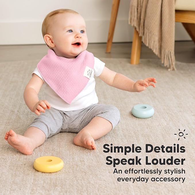 KeaBabies 8-Pack Bandana Bibs for Baby Girls, Boys - Organic Cotton Baby Bibs for Drooling & Teething Newborn, Toddler, Infant 0-36 months, Extra Soft, Absorbent Cloth with Snaps (Muted Pastel/Quin)