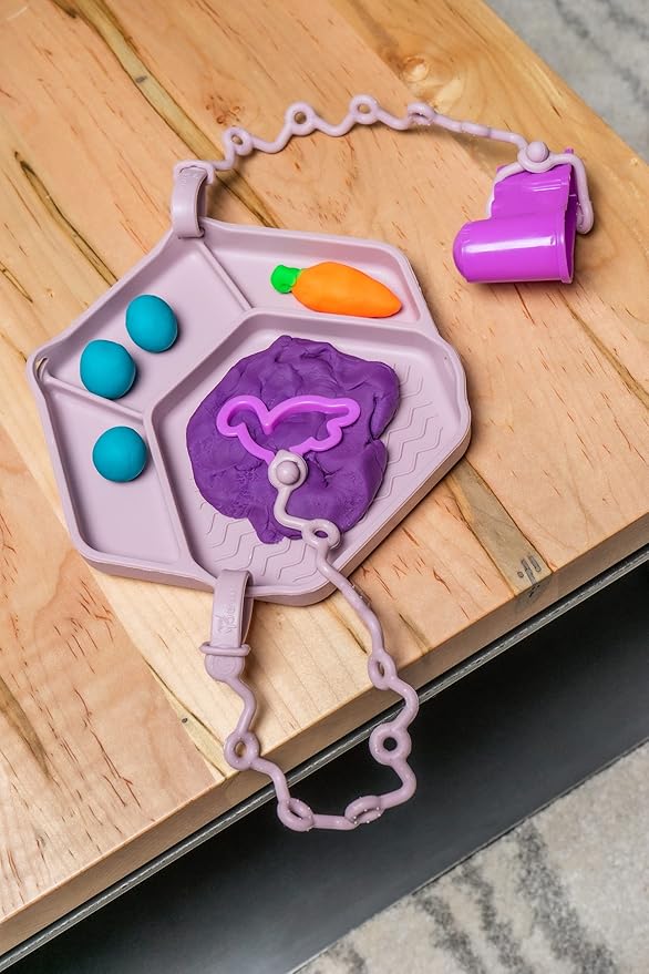 Smack Fun - The Original All-in-one Suction Plates + Safety Toy Straps - Silicone Suction Plates for Toddlers + Baby - First Foods + Self-Feeding. Comes with 2 Straps (Pale Mauve)