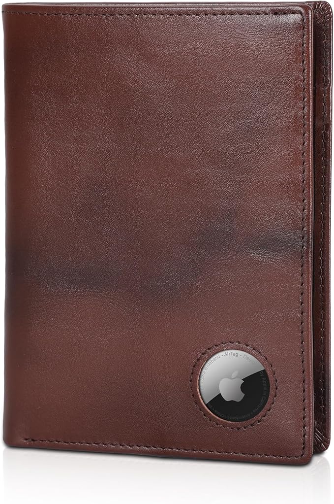Polare Luxury RFID Blocking Leather Passport Holder Travel Wallet For Men and Women (Coffee with AirTag Slot)