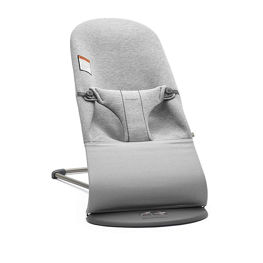 BabyBjörn Bouncer Bliss, Light Gray, 3D Jersey | 2-in-1 Adjustable Baby Bouncer Seat and Toddler Chair, Newborn to Toddler (8-29 lbs), 4 positions, Lightweight & Portable