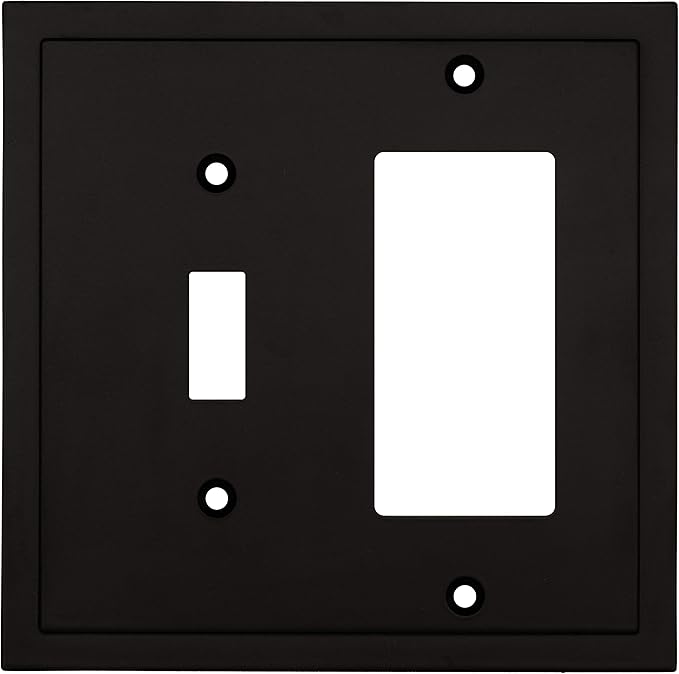 Modern Edge Decorative Wall Plate Switch Plate Outlet Cover, Durable Solid Zinc Alloy (Toggle/Decorator, Matte Black)