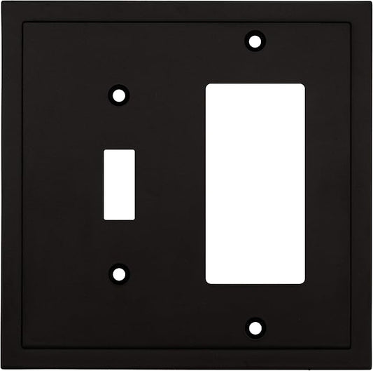 Modern Edge Decorative Wall Plate Switch Plate Outlet Cover, Durable Solid Zinc Alloy (Toggle/Decorator, Matte Black)
