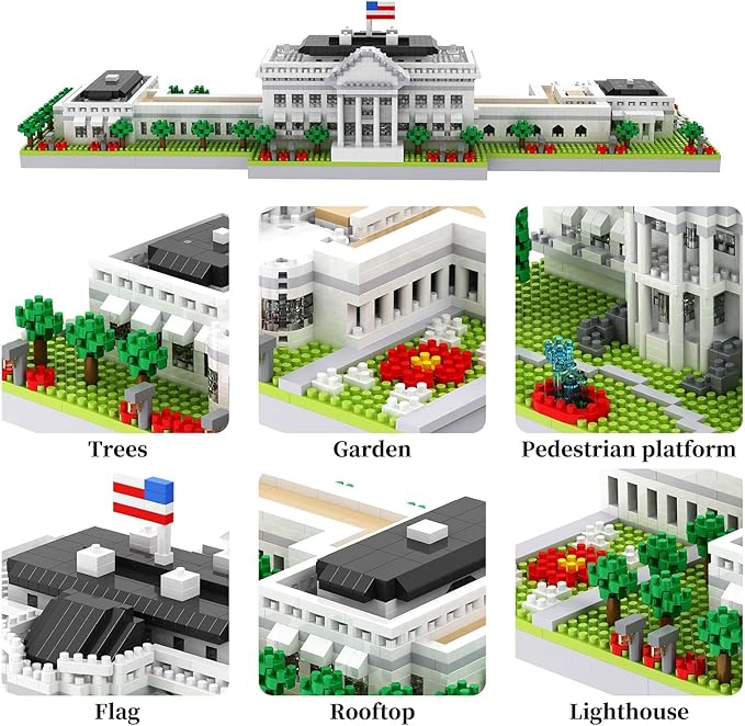 White House Micro Mini Building Blocks Sets Washington DC Architecture Building Kits Famous Landmark Model Toys Gift for Adults Kids Teens 3000 PCS