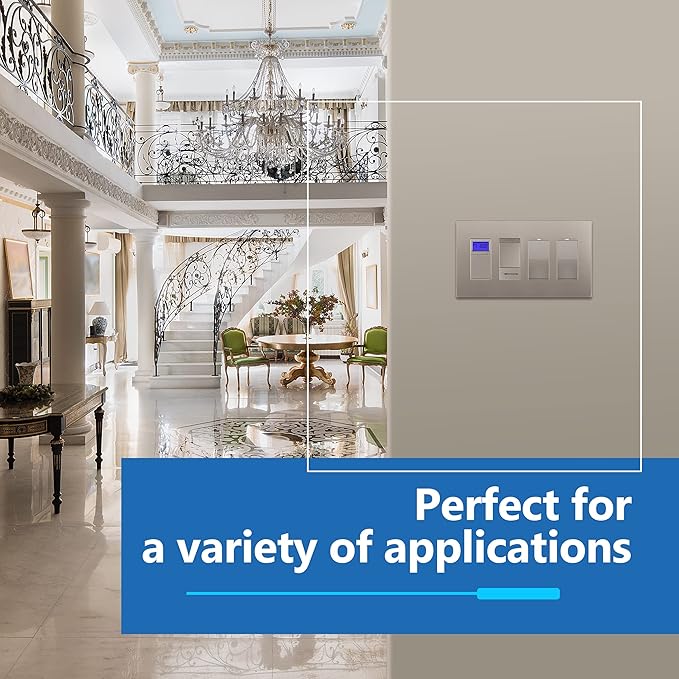 LIDER Matte Finish Decorator Switch Cover, Screwless Wall Plate, Mid-Size 4-Gang 4.88" x 8.58", Unbreakable Polycarbonate Thermoplastic, UL Listed, LSWP-34M-NK, Nickel