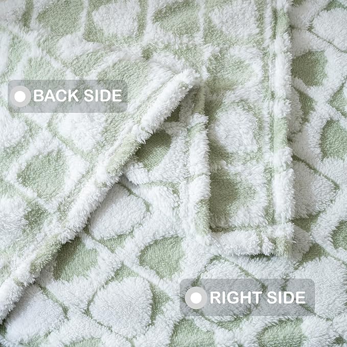 Fleece Baby Blanket for Boys 3D Checker Design, Warm Cozy and Fluffy Infant Newborn Toddler Small Receiving Blankets for Crib Stroller, 30x40 Inches,Green