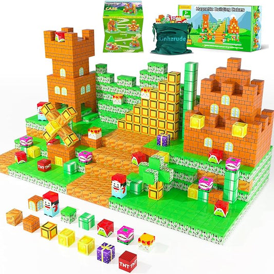 Magnetic Blocks - 120PCS Magnetic Building Blocks Toys,Toddler Montessori Game Creative Construction Toys for Boys Girls,Magnet Tiles Cubes STEM Sensory Toys Birthday Gift for Kids Ages 4 5 6 7 8 9 10