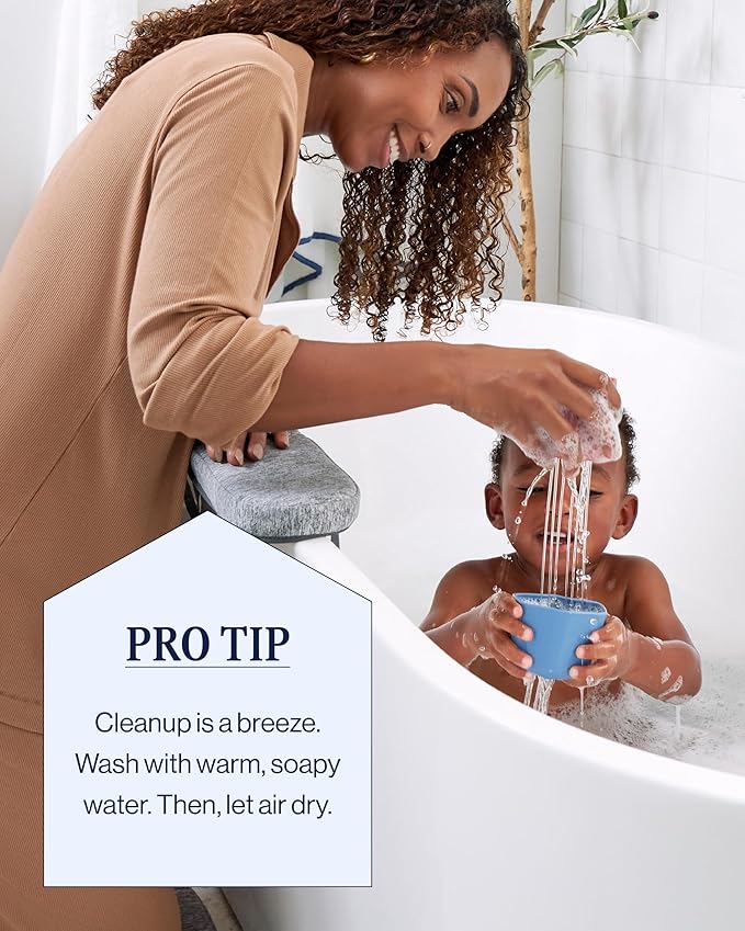 Lalo Stacking Cups - Baby and Toddler Nesting Cups for Bath Time, 6 with Openings - Non-Toxic, BPA-Free Silicone Bath Toy, Easy to Clean for 6 Months and Up - Sage