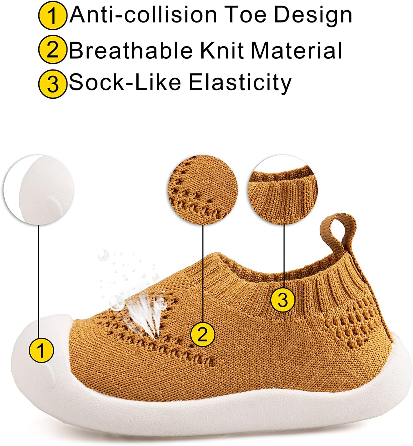Baby First-Walking Shoes 1-4 Years Kid Shoes Trainers Toddler Infant Boys Girls Soft Sole Non Slip Cotton Canvas Mesh Breathable Lightweight TPR Material Slip-on Sneakers Outdoor
