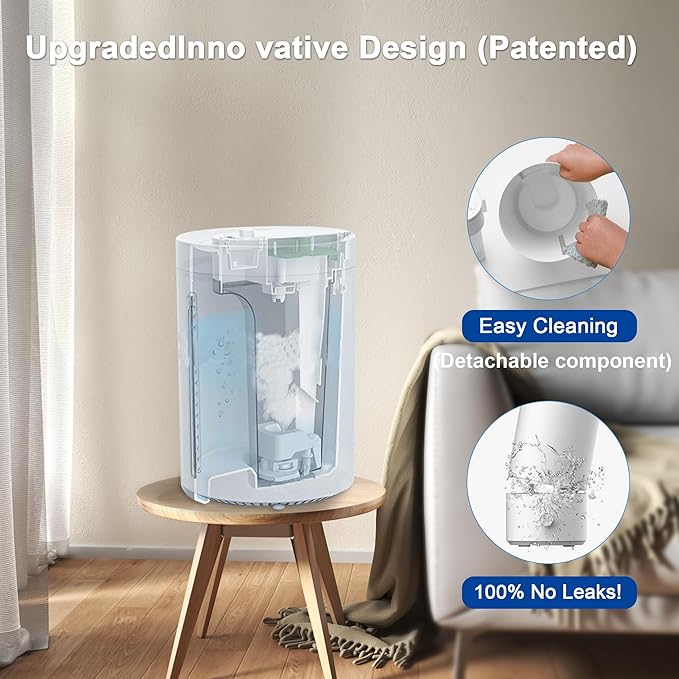 Humidifiers for Bedroom, 2 in 1 Cool Mist Humidifiers for Home, Large Room, Baby Nursery and Plants, 4L Top Fill Cool Mist Humidifier with Oil Diffuser, Nightlight, 31H Runtime, 30db (White)