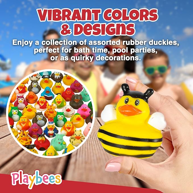 Playbees Rubber Ducks in Bulk 12 Pack Assortment Duckies Kids Baby Bath Shower Toys Jeep Ducking Floater Summer Beach Pool Activity Baby Showers Accessories Classroom Incentives
