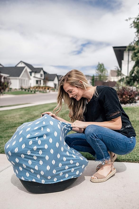 Baby Car Seat Cover Canopy and Nursing Cover Multi-Use Stretchy 5 in 1 Gift Quarterback by Copper Pearl