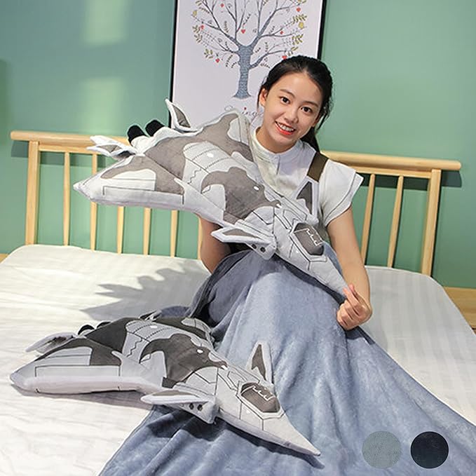 29 Inch Airplane Plush Toy with Blanket – Warplane Stuffed Animal, Space Shuttle Plush for Kids, Sofa or Travel Decor