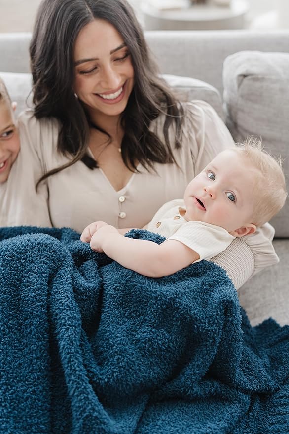 SARANONI Bamboni Baby Blanket | Luxury Plush Super Soft Blanket | Breathable Comfy Blankets for Kids and Teens | Nautical Blue - 40" x 60"