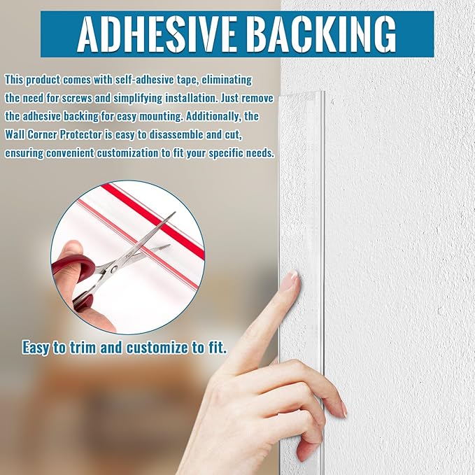 6 PCS Clear Self-Adhesive Wall Corner Protectors Edge Guards for Baby, Furniture, Doors, Tables, Protecting Sharp Edges (100x3cm/39.4x1.18in)