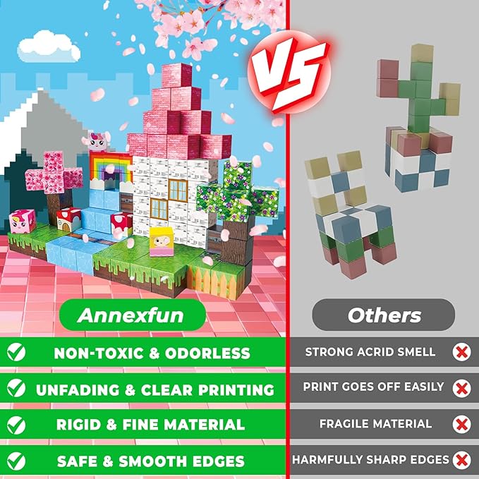 Magnetic Blocks - 100PCS Building Blocks Unicorn Cubes - Toys for Montessori Toddler Christmas Birthday Gifts - STEM Sensory Toys for 3 4 9 10 Year Old Girl