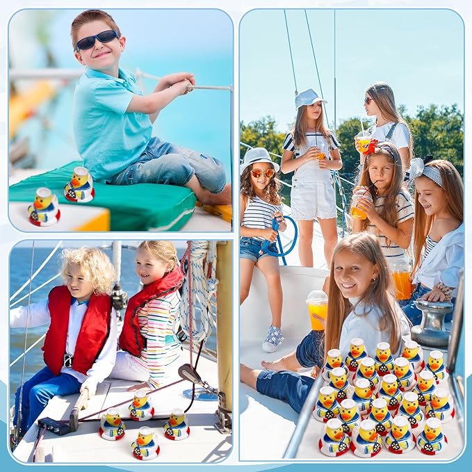 Jerify 96 Packs Cruise Ships Rubber Ducks 2 Inch Nautical Rubber Cruise Ducks Bulk Sailing Ship for Carnival Party Gift Incentives Bath Tube Pool