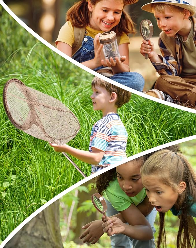 ROBOTIME Kids Explorer Kit, Outdoor Bug Catcher Kit for Kids with Magnifying Glass & Butterfly Net, Fun Bug Catching Kit for Backyard & Camping, Bug Catcher for Boys & Girls 3-12