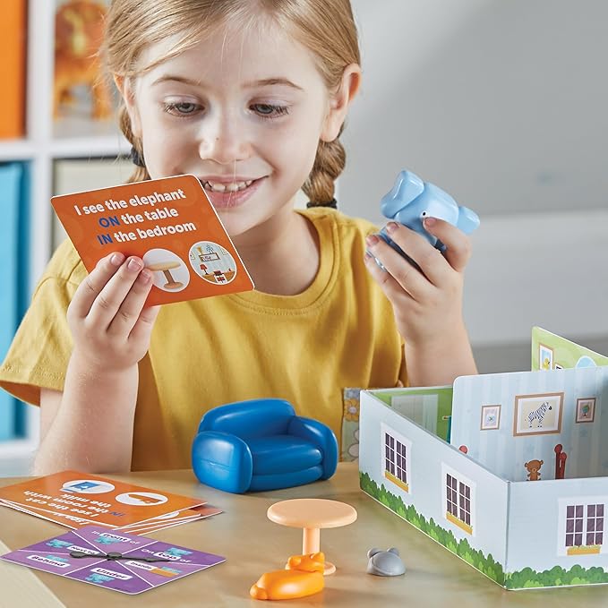 Learning Resources Elephant in the Room Positional Word Activity Set - Educational Games for Kids Ages 4+, Speech Therapy Tools