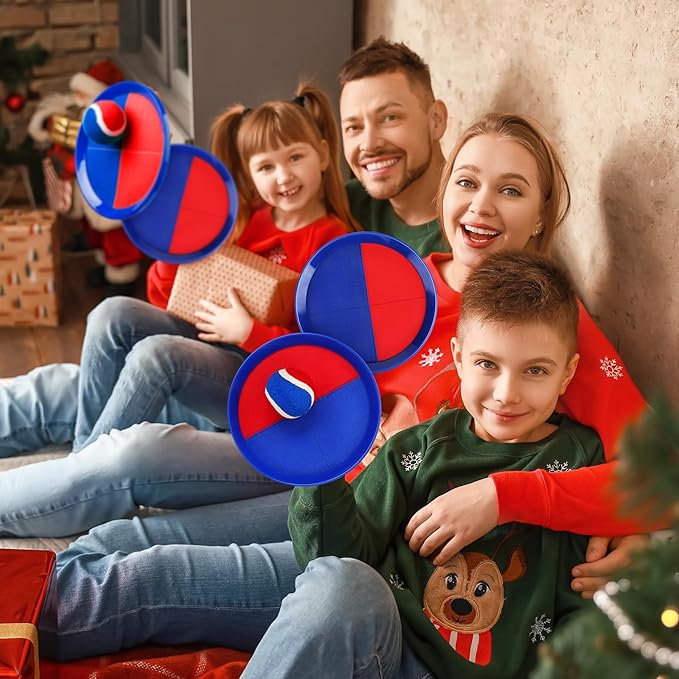 EVERICH Upgraded Toss and Catch Ball Game Set, Outdoor Games for Kids Outdoor Toys Yard Games, Beach Pool Toys for Adults Family 4 Paddles 4 Balls, Great Gifts for Boys Girls 3 4 5 6 7 8-12 Years Old