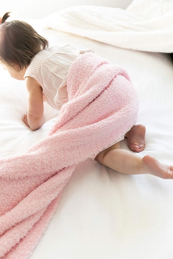 SARANONI Bamboni Luxury Baby Blanket | Cozy & Soft Plush Receiving Blankets | Perfect for Girls & Infant Baby Boy Blankets | Light Pink - 30” x 40”