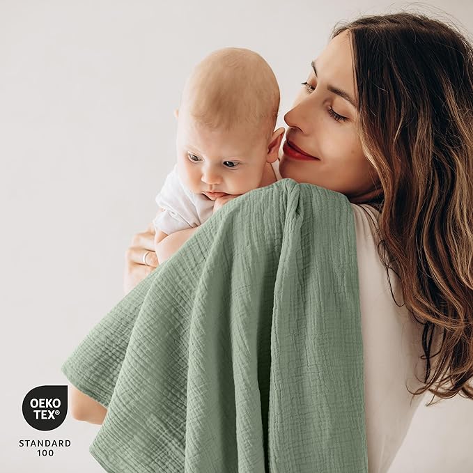 Muslin Swaddle Blankets for Baby Girls and Boys, 4 Pack Breathable and Skin-Friendly Newborn Receiving Blanket, 100% Cotton Swaddle Wrap, Essentials Infant Shower Items, Toddler Gift