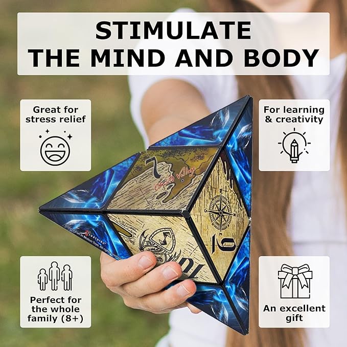SHASHIBO Shape Shifting Box - Award-Winning Fidget Toy w/ 36 Rare Earth Magnets - Fidget Cube Transforms Into Over 70 Shapes, Sensory Toy Gift for Kids, Teens, and Adults (Tales of Ovirnia)