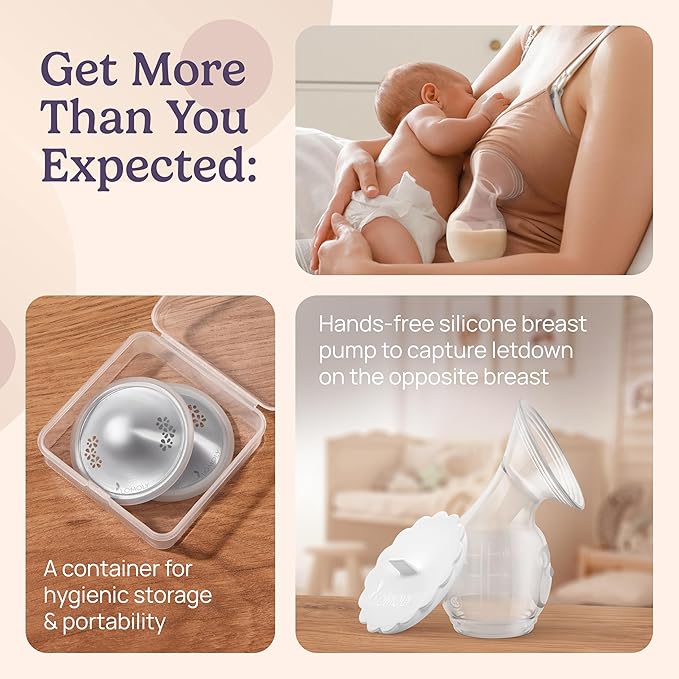 Silver Nipple Covers Breastfeeding: Pure 999 Silver Nipple Shield | Silver Nursing Cups w/Breast Shields, Hands-Free Breast Pump (Silver, L - 1.8x0.6)