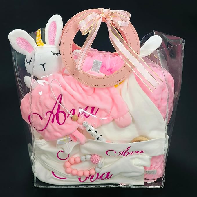 Personalized Baby Blanket Neutral, Custom Baby Blanket with Name, Unisex Baby Gifts for Newborn Boys and Girls, Soft Minky Nursery Bed Baby Toddlers' Bedding Crib Cot Stroller, 27 * 35 Inch