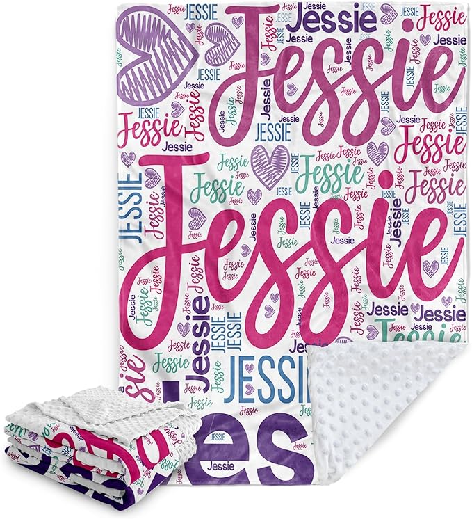 Custom Baby Blanket with Name, Personalized Toddler Blanket for Newborns, Purple Letters Soft Double Layer Flannel Blankets, Personalized Baby Gifts for Nursery Infant Shower Birthday(30"x40")
