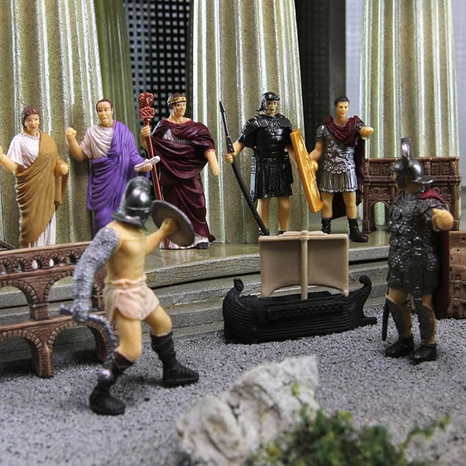 Safari Ltd. Ancient Rome Super Toob - Mini Figurines: Gladiator, Noblewoman, Centurion, Senator, Caesar, Emperor, Colosseum, Aqueduct, Pantheon & More - Educational Toy for Boys, Girls & Kids 3+