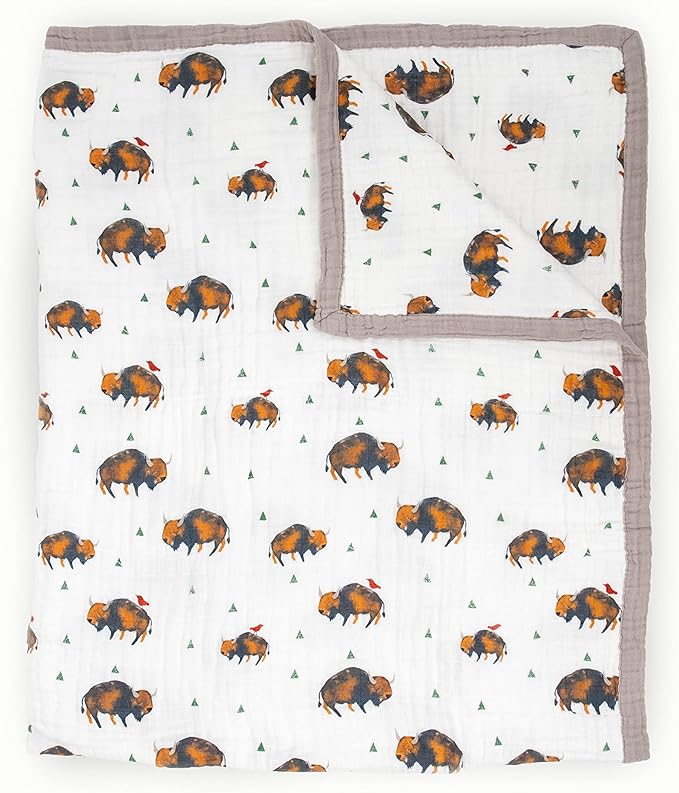 Little Unicorn Premium Quilted Throw | Super Soft, Multi-Layered Muslin XL Blanket| Great for Kids & Families (Bison)