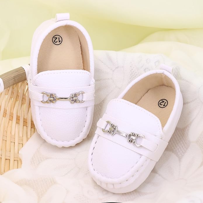 LONSOEN Baby Girls Boys Loafers Prewalker Dress Crib Shoes