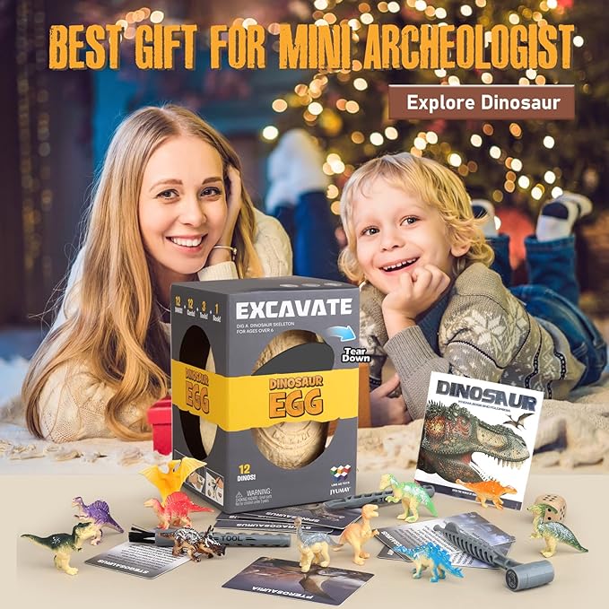 Jumbo Dino Egg Dig Kit - 12 Dinosaurs Excavation Kit, Dinosaur Toys for Kids 5-7, Fossil Dino Dig for Dinosaur Collection, Toys Gifts for Boys Girls 6 and up Year Old Birthday Gift