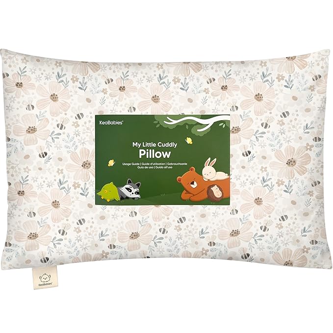 Toddler Pillow with Pillowcase - 13x18 My Little Cuddly Pillow, Viscose Derived From Bamboo Nursery Toddler Pillows for Sleeping,Kids Pillow,Small Travel Pillows,Mini Toddler Bed Pillow (Flora Vale)
