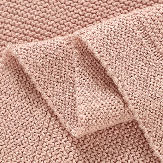 Baby Blanket 30 x 40 Inch Soft Knit for Boys & Girls Cotton Nursery Swaddling Blankets Toddler Knitted Crochet Receiving Crib