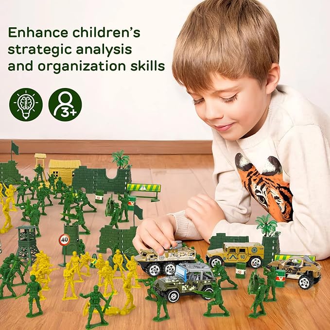 TOY Life 95 PCS Army Men Toys, Toy Soldiers for Boys, Plastic Action Figures, Soldier Guys Military Playset, Gift for Boy